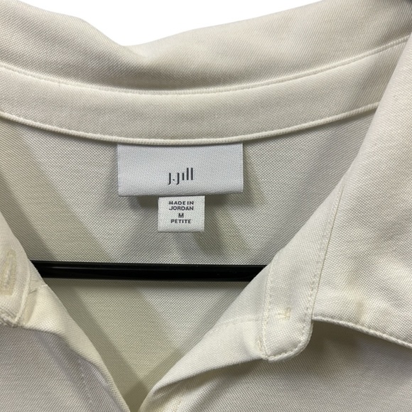 J Jill Rayon Blend Cream Stretch Button Up 3 Quarter Sleeve Tunic Blouse MP - Picture 8 of 11